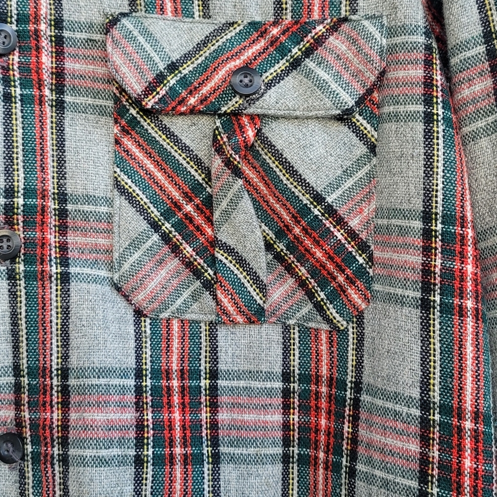 Vintage Sears Fieldmaster Mens Medium Neck 15-15.5 Plaid Flannel Shirt Multicolo - Picture 8 of 11